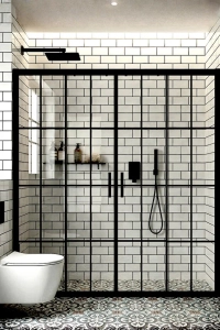 Duşakabin Ön Cephe 5mm Siyah Çizgi Yükseklik 190cm